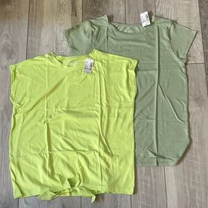 NWT The Children’s Place Girls' Short Sleeve Tees - Neon Lime & Sage Green